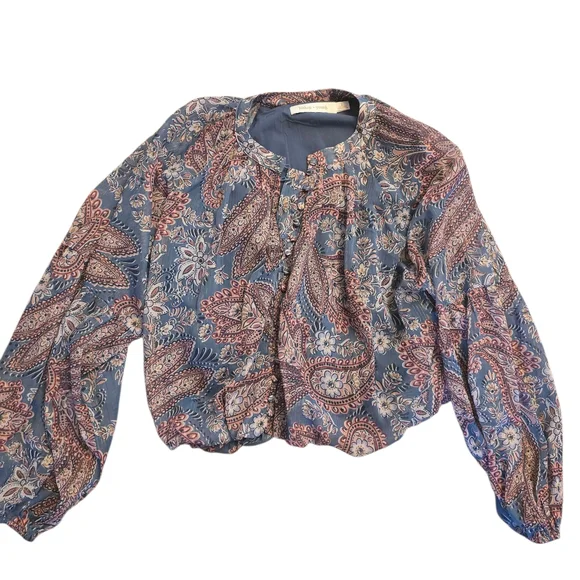 bishop + young Blue and Pink Paisley Blouse - Picture 2 of 7
